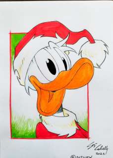 Cabella Sergio - 1 Original colour drawing - Topolino - Paperino Natale 2 - 2024 | Catawiki