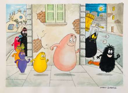 Sommacal, Giorgio - 1 Original colour drawing - Cattivik e i Barbapapà | Catawiki