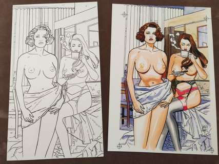 Siniscalchi, Luigi - 1 Dessin original + couleur originale - Goduria - Sexy Ristorante - 1989 | Catawiki