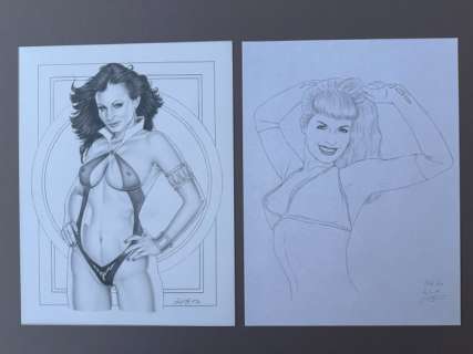 Don L. Monroe - 2 Original drawing - Vampirella and Betty Page Prelim - Master of Eroticism | Catawiki