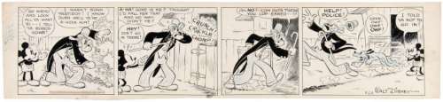 "MICKEY MOUSE - BOBO THE ELEPHANT" ORIGINAL SEPTEMBER 28, 1934 DAILY STRIP ART BY FLOYD GOTTFREDSON. | Hake’s