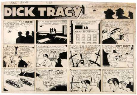 â€œDICK TRACYâ€ 1949 SUNDAY PAGE ORIGINAL ART WITH VILLAIN PEAR-SHAPE. | Hake’s