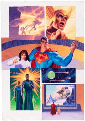 Lot 24 - THE BROTHERS HILDEBRANT SUPERMAN: THE LAST GOD OF KRYPTON COMIC BOOK PAGE ORIGINAL ART PAINTING. | Hake’s