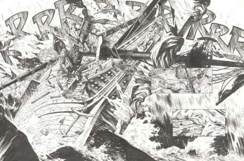 Thimothée Montaigne - Double-planche originale n°93-94 - L‘Apothicaire du diable - 1629... ou l‘Effrayante Histoire des naufragés du Jakarta