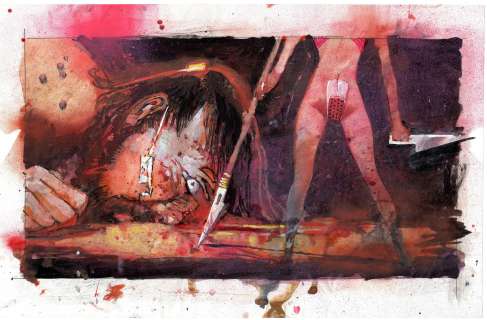 Bill Sienkiewicz - Doppia tavola splash per Stray Toasters vol.3 (Image Comics 1988). Dimensioni Cm. 43 x 27,5. Tecnica mista su cartoncino leggero.