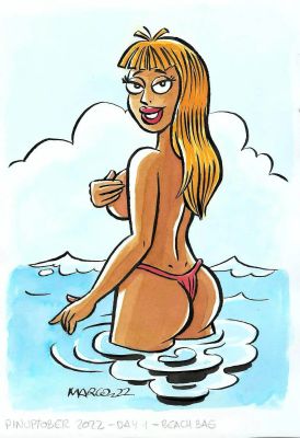Joan C. Marco | Original drawing: Sexy beach girl – Marco | Origin Of Comics