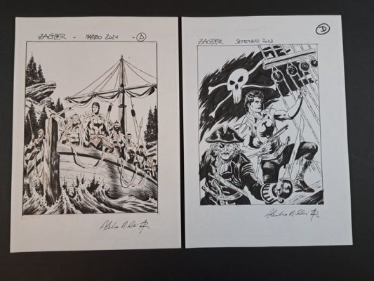 Piccinelli, Alessandro - 2 Original preliminary page - Zagor | Catawiki