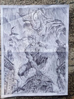 Comolo, Giorgio - 1 Original drawing - spider-man vs green goblin | Catawiki