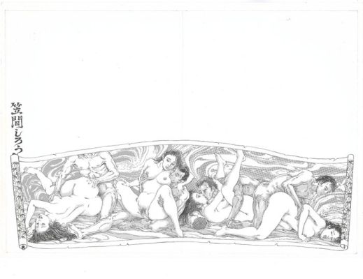 Kasama, Shiro - 1 Original drawing - SM Secret Novel - Shunga handscroll illustration (emakimono) | Catawiki