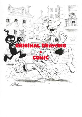 Joaquín Cera | Original drawing – Pafman Cute poppy + Cómic Lo mejor de Pafman (with a dedication drawing) – Cera | Origin Of Comics