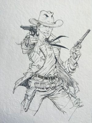 Giulio De Vita - 1 Original drawing - Tex - Tex con due pistole - 2020