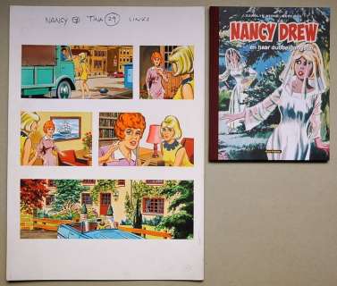 Bus, Bert | Original page in colour (p.35) + Album  - Nancy Drew en haar dubbelgangster  - hc with linen back  - (2012) | Catawiki