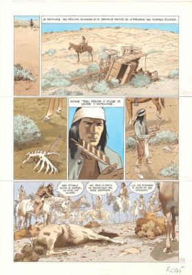 Christian Rossi | Planche originale n° 47, case n°4 apposée sur le support - Comanche Trail | Daniel Maghen