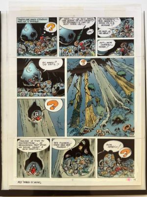 1 Original colour page - Marsupilami - Batem / Franquin / Yann) – Bleu de coloriage original + Film cello noir- Planche 15 | Catawiki
