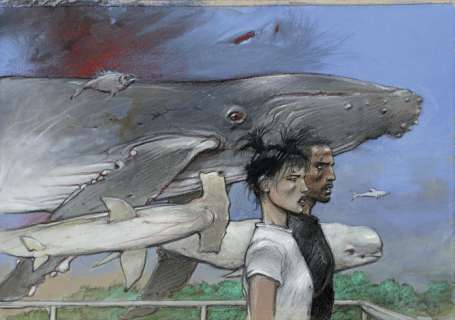 *Enki Bilal Né En 1951 La Couleur de L’air Acrylique, Pastel Et Crayon Sur Papier Bleu-Gris Contrecollé Sur Carton Pour La Cas... | La Couleur de l’air | Artcurial