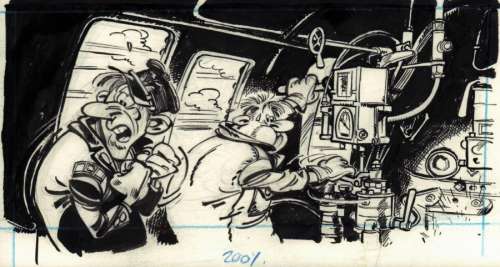 Franquin - Page 28 | Illustration originale des Robinsons du Rail réalisée | Galerie Napoléon