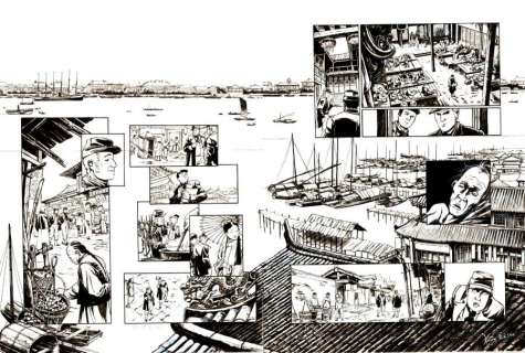 Double planche originale 30 et 31 de LAOWAI Tome 1. La guerre de l‘opium par Xavier BESSE