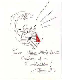 Gotlib Dessin original au Stylo feutre bleu et rouge sur papier 21 X 26,5 cm [...] | Arthema Auction