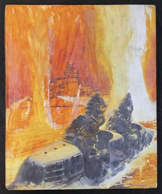 Lot 186 - WAR PICTURE LIBRARY #728 ’Sea Chariots’ (February 1972) original comic book cover artwork by unknown | Excalibur Auctions