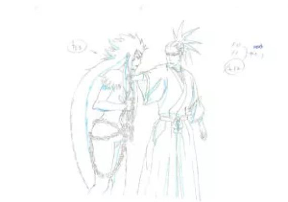 Kubo Tite - Bleach | genga – Renji Abarai et Zabimaru Saru – Bleach – 729 | La Galerie de la Bande Dessinée