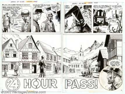 Russ Heath - Original Art 2-Page Splash for Our Army at War #243 (DC, 1971). Russ Heath was famous for these - | Heritage