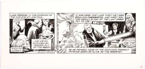 Russ Manning Star Wars Daily Comic Strip Original Art dated 9-22-79 (L.A. Times Syndicate, 1979). Luke is back - | Heritage