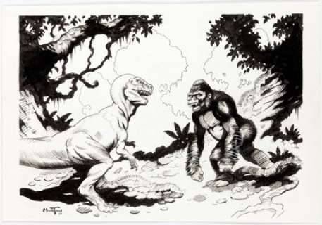 Dan Morton - Giant Ape vs. Tyrannosaurus Rex Illustration Original Art (2001). We‘re not saying that the giant -