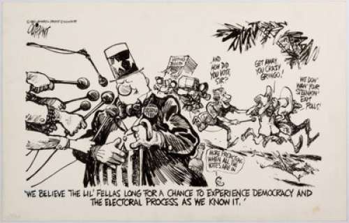 Pat Oliphant Election Observer Editorial Comic Strip Original Art dated 3-26-84 (Universal Press Syndicate, - | Heritage
