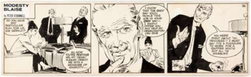 Jim Holdaway Modesty Blaise Daily Comic Strip "La Machine" #36 Original Art (London Times Mirror, 1963)....