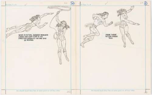 Curt Swan How To Draw Super Heroes Pages 32-33 Illustration Wonder Woman Original Art (Golden Books, 1983).... | Heritage