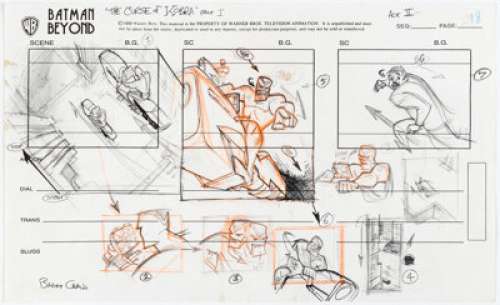 Barry Crain Batman Beyond Animated Cartoon "Curse of the KOBRA" Storyboards Original Art Group of 12 (Warner Broth... (Total: 12 Original Art) | Heritage