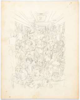 Wally Wood - Commuter Train Preliminary Original Art (c. 1960-70s). ... | Heritage