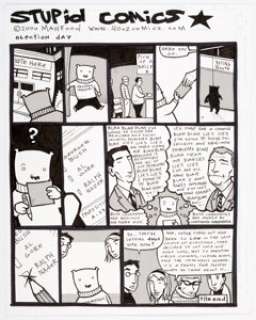 Jim Mahfood Stupid Comics Complete 1-Page Story "Election Day" Original Art (2000). Featuring the -