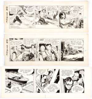 Leonard Starr On Stage and John Prentice Rip Kirby Daily Comic Strips Original Art Group of 3 (1965-72... (Total: 3 Original Art)