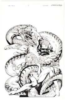 Ed Benes and Sal Regla Sci-Tech #2 Cover Original Art (DC/Wildstorm, 1999). It‘s Rattlesnake Season on this cover -