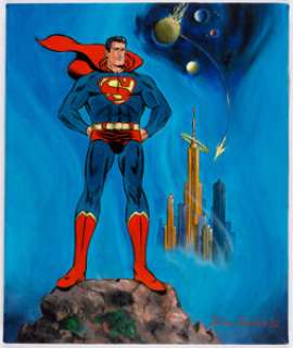 Wayne Boring - "The Landing" Superman Painting Original Art (1983). A painting by Wayne Boring using the - | Heritage