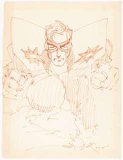 Walt Simonson - Manhunter Specialty Illustration Original Art (1975). A loose sketch of the original Manhunter - | Heritage
