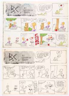 Johnny Hart | B.C. Sunday Comic Strip Original Art and Hand-Tinted Color Guide dated 11-12-72 Group of 2 (Field Ente... (Total: 2 Original Art) | Heritage