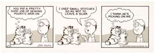 Jim Davis | Garfield Daily Comic Strip Original Art dated 2-3-83 (United Feature Syndicate, 1983).... (Total: 3 Original Art) | Heritage
