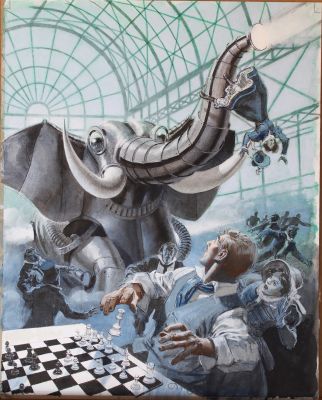 Aldo Di Gennaro | Copertina per LE STORIE 19 ‘Scacco alla regina’ – SBE 2014 Tempera su cartoncino rigido, Cm. 36 x 44,5. Firmata in basso al centro. | Art e Fumetto