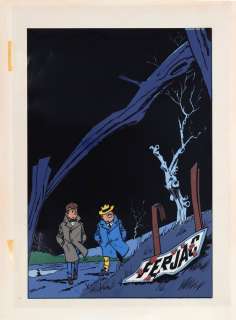 Tillieux | Gil Jourdan, bleu de coloriage à la gouache avec… | AZ auction