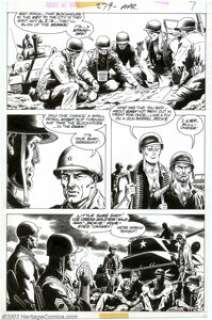 Russ Heath - Original Art for Our Army at War #279, pages 5 and 9 (DC, 1975). Rock and Easy co. rush a Nazi - | Heritage