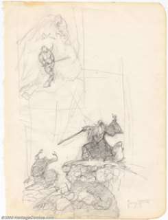 Frank Frazetta - Original Sketches, Sorcerer (undated). Marvelous pencil sketches roughed out by Frank Frazetta - | Heritage