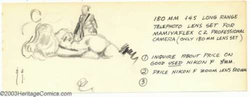 Frank Frazetta - Original Sketch, Reclining Figure (undated). Rough pencil study of a reclining female figure and - | Heritage