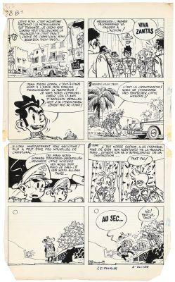 Spirou | Lot 402 - Planche n°28B (en 4 strips) à l’encre de Chine… | AZ auction