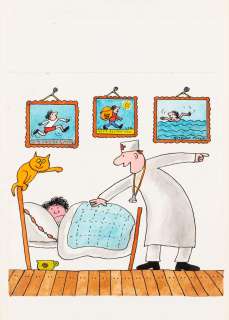 Bohdan Butenko (1931 - 2019) | Bohdan Butenko | Wizyta lekarska - ilustracja | Desa Unicum