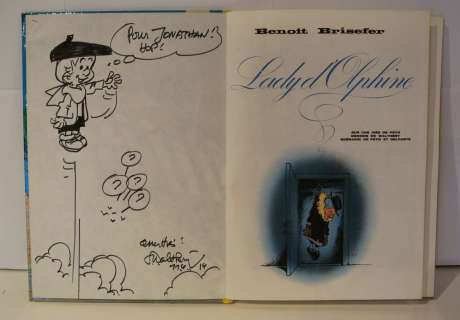 Peyo et Walthéry - Benoit Brisefer - Rare dédicace et dessin au feutre noir de [...] | Arthema Auction