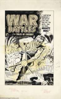 Al Avison - Original Cover Art for War Battles#6 (Harvey, 1950s). Brratt-ttt-tat-braaa-ttt! So barks the machine - | Heritage