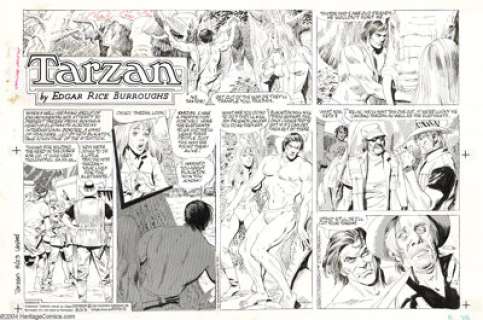 Gray Morrow - Tarzan Sunday Comic Strip Original Art, dated 8-23-87 (United Feature Syndicate, 1987). Tarzan stops - | Heritage