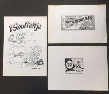 Geerts, Paul | 3x originele tekening voor tijdschrift: ’t  Snuffeltje  - (1990/1991) | Catawiki